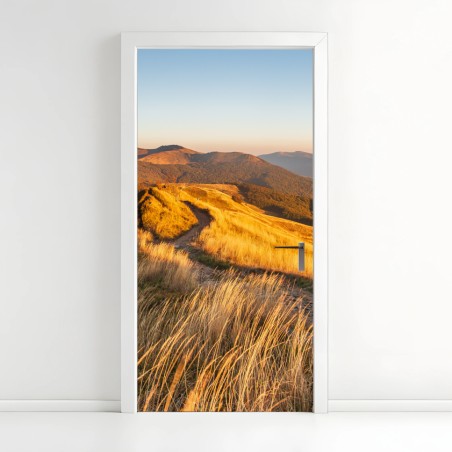 Sticker pour porte crête dorée au coucher du soleil – Wallnifity®