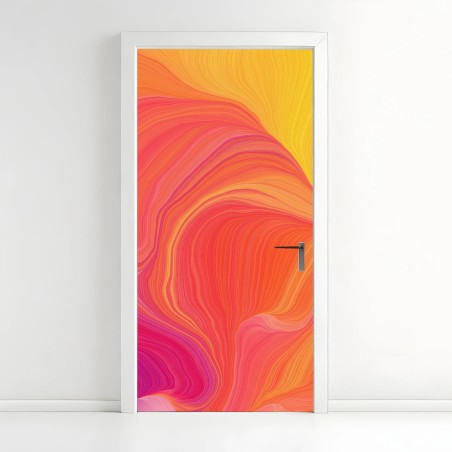 Sticker pour porte vagues colorées en dégradé solaire – Wallnifity®