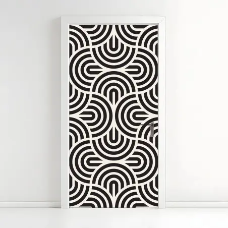 Sticker pour porte motif géométrique optique noir et blanc – Wallnifity®