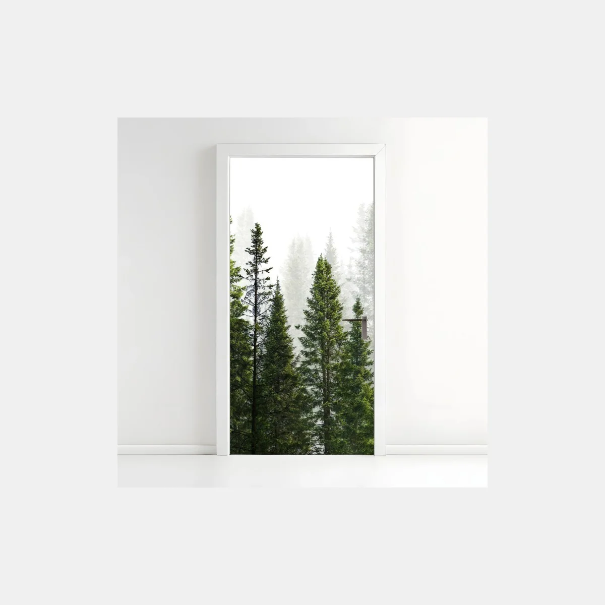 Sticker pour porte forêt de sapins brumeuse – Wallnifity® Sticker pour porte forêt de sapins brumeuse – Wallnifity®