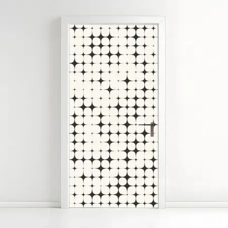 Sticker pour porte motif géométrique en damier de cercles – Wallnifity®