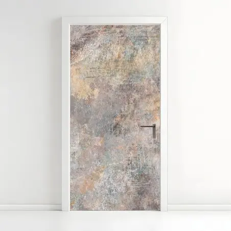 Sticker pour porte abstraction patinée aux tons terreux et pastels – Wallnifity®