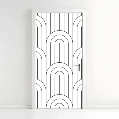 Sticker pour porte motif d'arcs géométriques noir et blanc – Wallnifity®