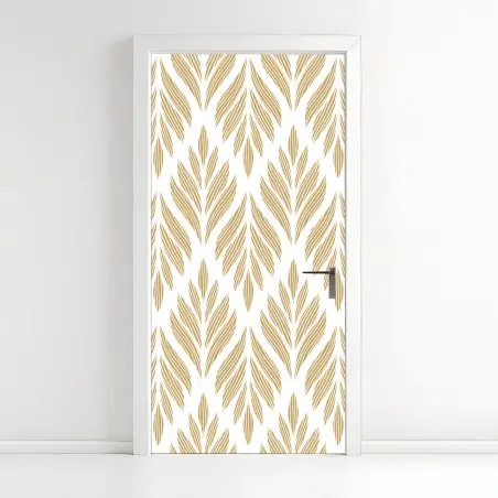 Sticker pour porte motif feuilles dorées pour décoration murale – Wallnifity®