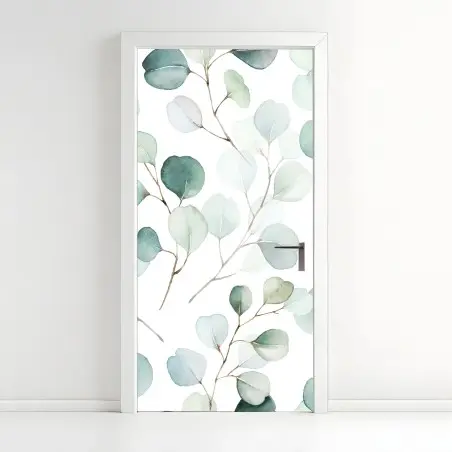 Sticker pour porte motif eucalyptus aquarelle délicat – Wallnifity®