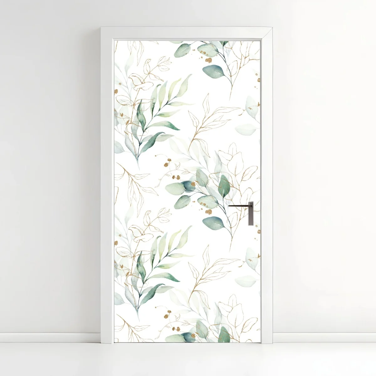 Sticker pour porte motif botanique aquarelle vert et doré – Wallnifity® Sticker pour porte motif botanique aquarelle vert et doré – Wallnifity®