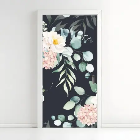 Sticker pour porte bouquet aquarelle sur fond sombre – Wallnifity®