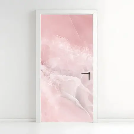 Sticker pour porte marbre rose abstrait pour décoration murale – Wallnifity®