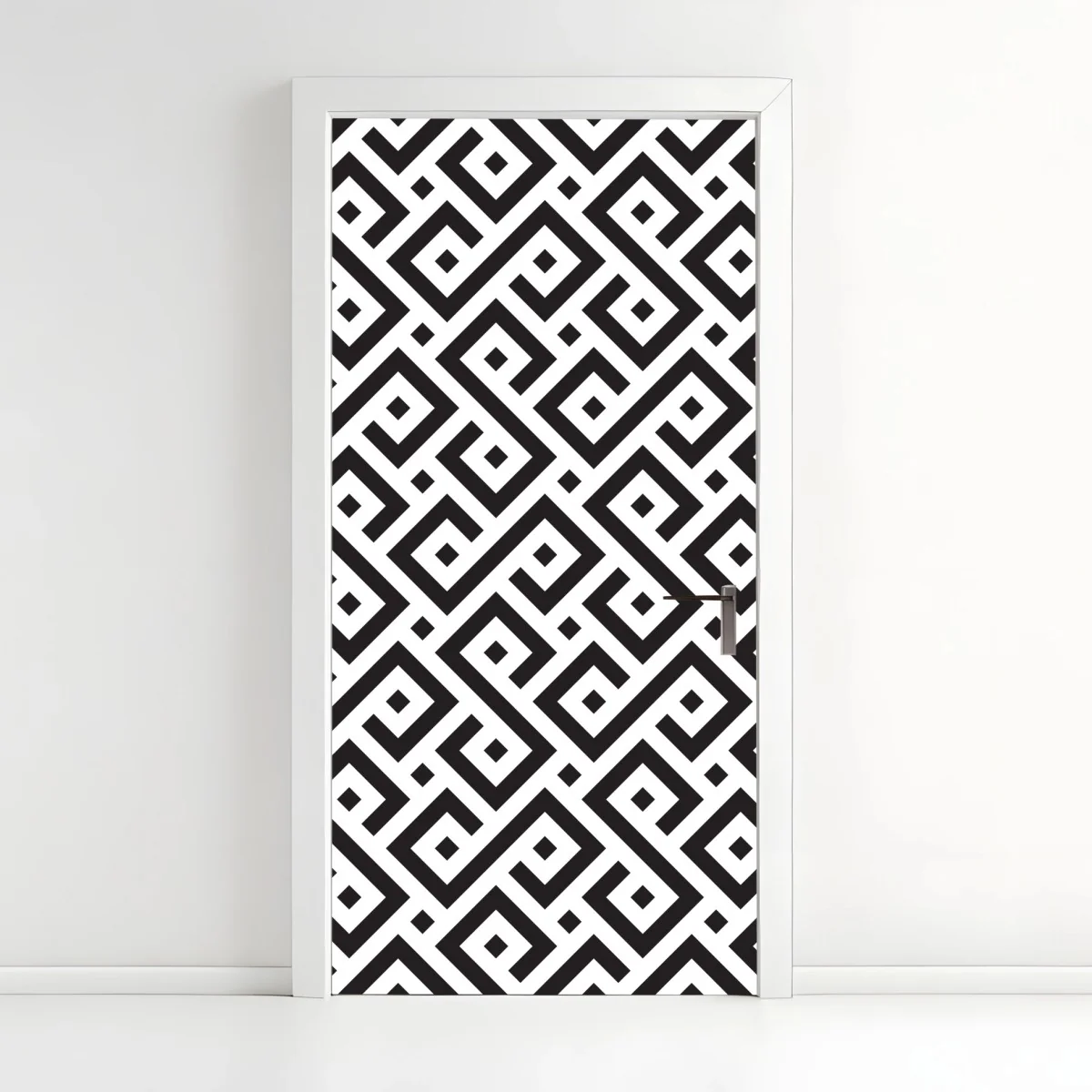 Sticker pour porte motif méandre géométrique noir et blanc pour décoration murale – Wallnifity® Sticker pour porte motif méandre géométrique noir et blanc pour décoration murale – Wallnifity®