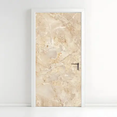 Sticker pour porte marbre beige naturel aux veines délicates – Wallnifity®