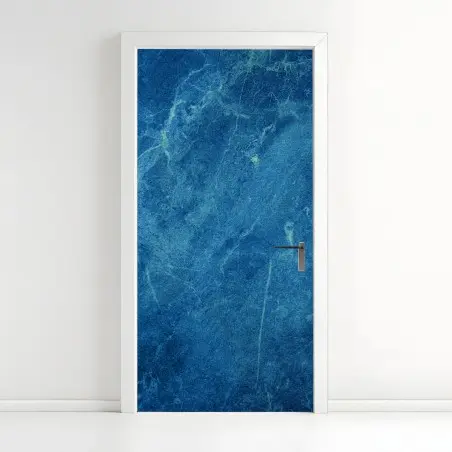 Sticker pour porte marbre bleu profond texturé – Wallnifity®