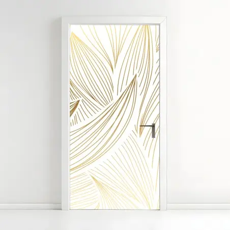 Sticker pour porte motif floral doré minimaliste – Wallnifity®
