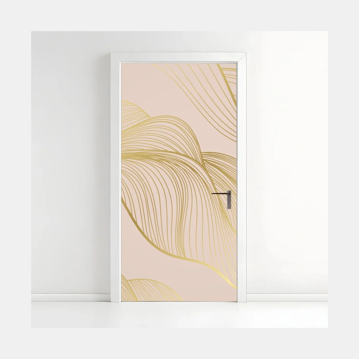 Sticker pour porte vagues dorées sur fond beige poudré – Wallnifity® Sticker pour porte vagues dorées sur fond beige poudré – Wallnifity®