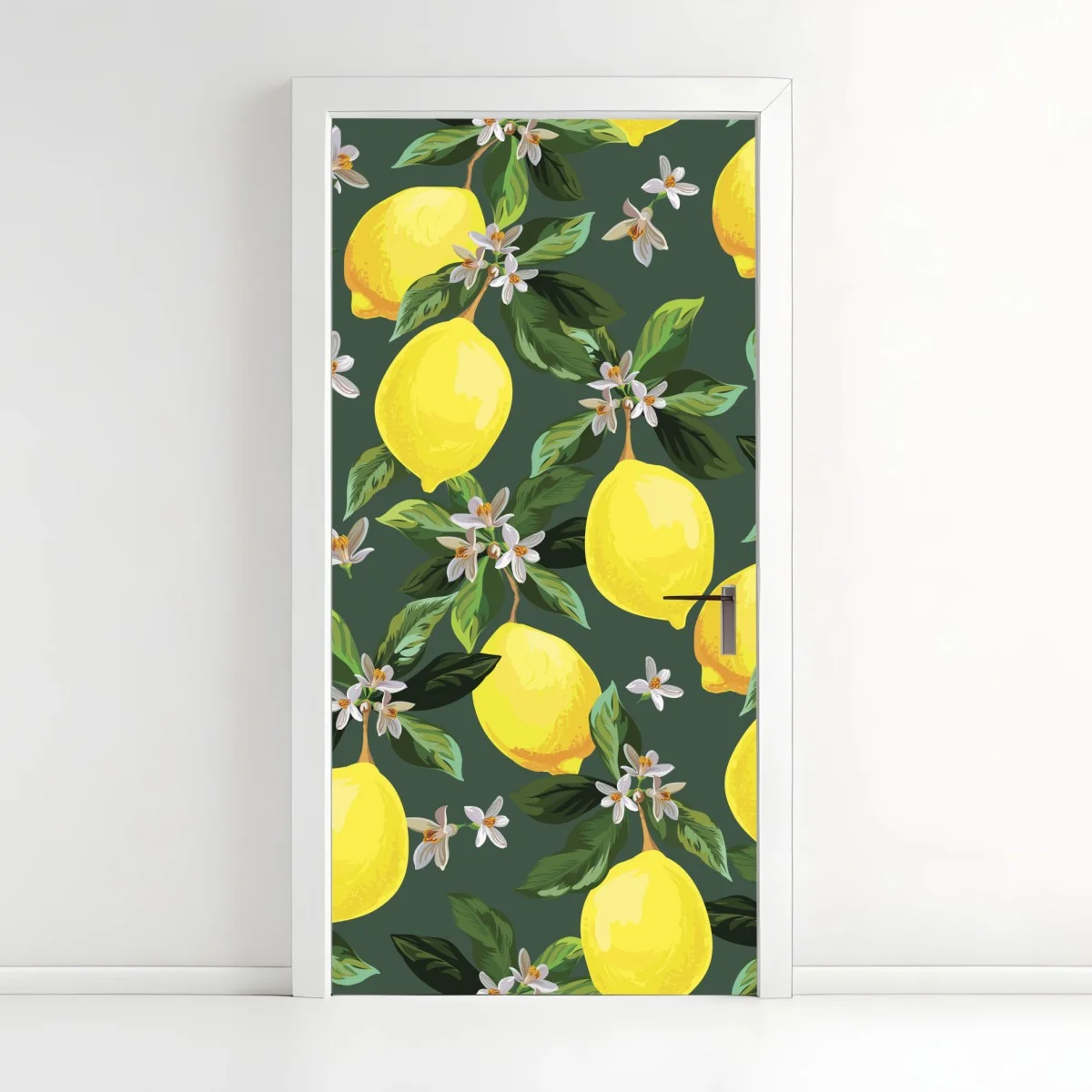 Sticker pour porte motif citrons et fleurs sur fond vert – Wallnifity® Sticker pour porte motif citrons et fleurs sur fond vert – Wallnifity®
