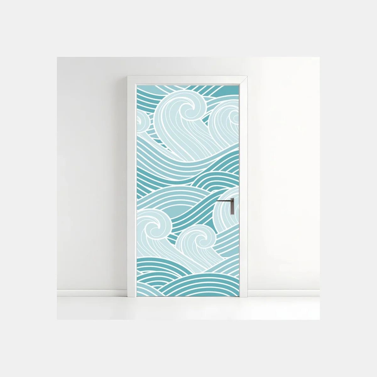 Sticker pour porte océan stylisé en vagues turquoises – Wallnifity® Sticker pour porte océan stylisé en vagues turquoises – Wallnifity®