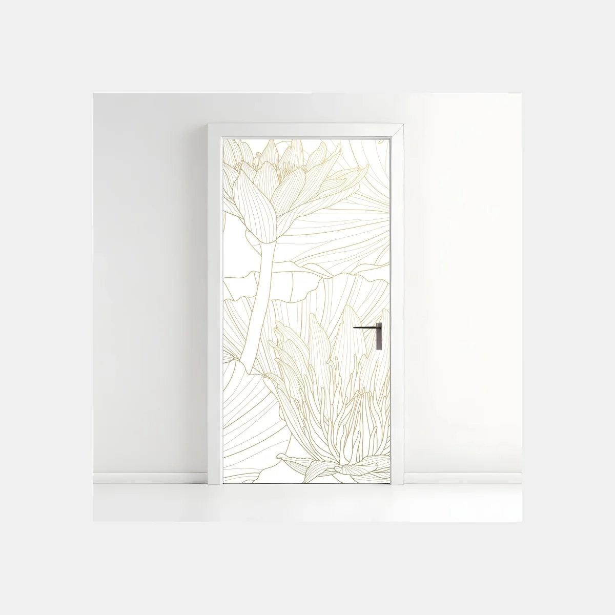 Sticker pour porte motif nénuphar doré sur fond crème – Wallnifity® Sticker pour porte motif nénuphar doré sur fond crème – Wallnifity®