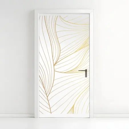 Sticker pour porte élégance linéaire dorée – Wallnifity®