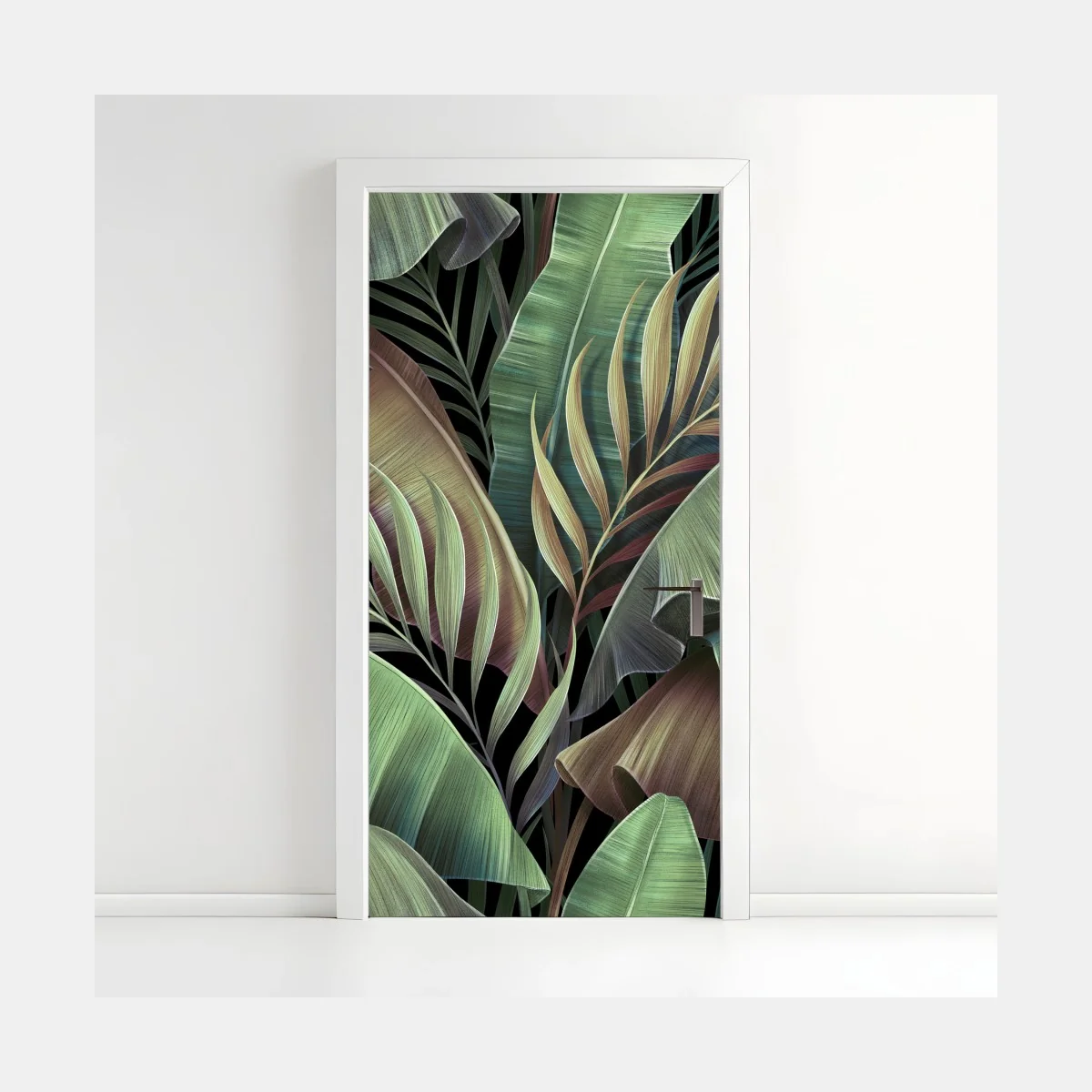 Sticker pour porte fresque de feuillage tropical aux tons verts – Wallnifity® Sticker pour porte fresque de feuillage tropical aux tons verts – Wallnifity®