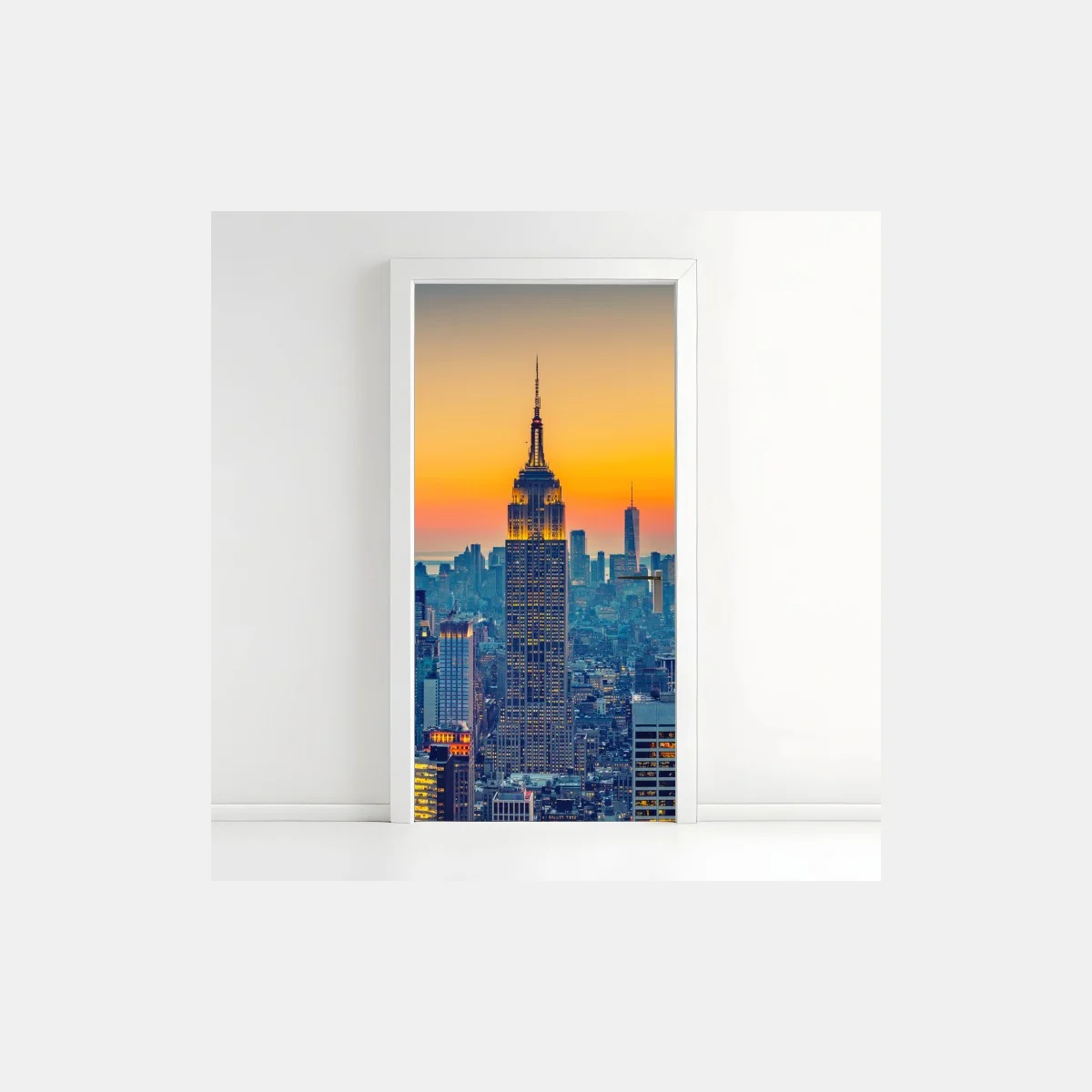 Sticker pour porte vue panoramique de New York au coucher de soleil – Wallnifity® Sticker pour porte vue panoramique de New York au coucher de soleil – Wallnifity®