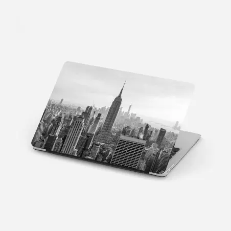 Sticker pour ordinateur portable panorama urbain de New York en noir et blanc – Wallnifity®