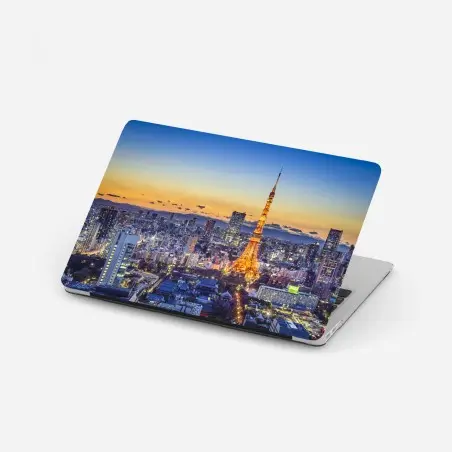 Sticker pour ordinateur portable coucher de soleil sur Tokyo et sa tour illuminée – Wallnifity®