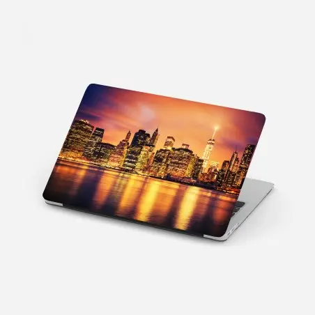 Sticker pour ordinateur portable horizon en feu de New York au crépuscule – Wallnifity®