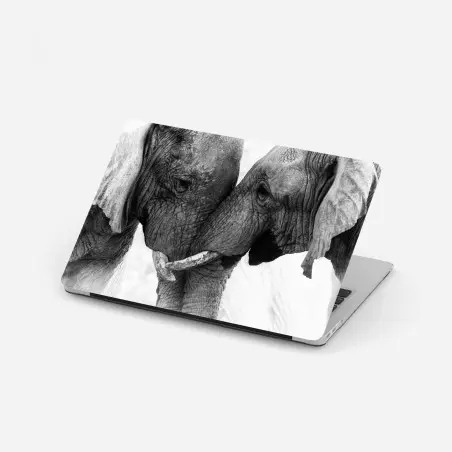 Sticker pour ordinateur portable portrait intime d'éléphants en noir et blanc – Wallnifity®