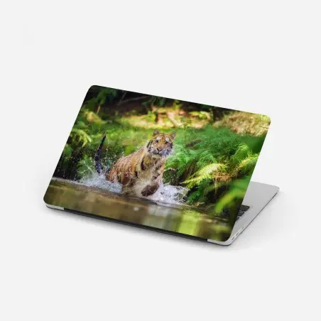Sticker pour ordinateur portable tigre en pleine course dans la rivière – Wallnifity®