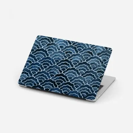 Sticker pour ordinateur portable motif de vagues japonaises bleu marine – Wallnifity®