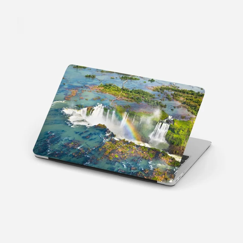 Sticker pour ordinateur portable cascade majestueuse sous un arc-en-ciel – Wallnifity®