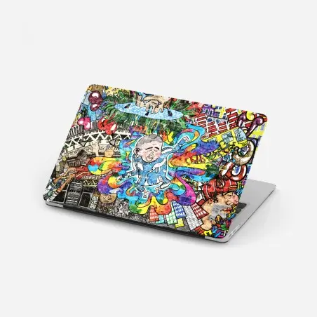 Sticker pour ordinateur portable rêveries urbaines - fresque psychédélique – Wallnifity®