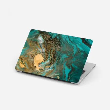 Sticker pour ordinateur portable abstraction marine dorée et turquoise – Wallnifity®