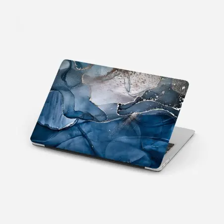 Sticker pour ordinateur portable marbrure bleue et dorée – Wallnifity®