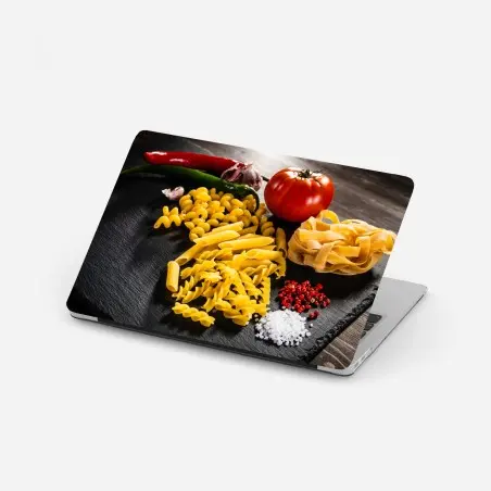 Sticker pour ordinateur portable composition de pâtes variées et ingrédients méditerranéens – Wallnifity®