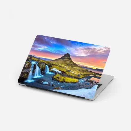 Sticker pour ordinateur portable lever de soleil à Kirkjufell, paysage d'Islande – Wallnifity®