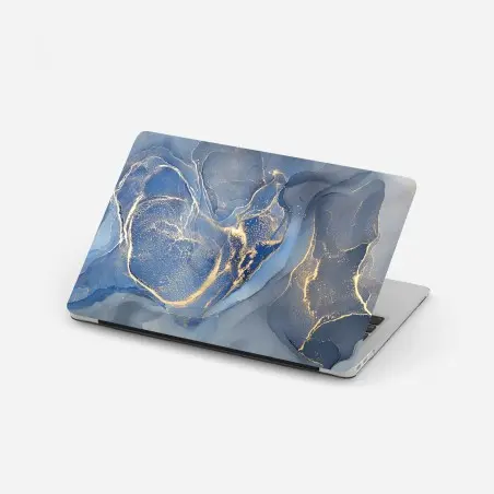 Sticker pour ordinateur portable vagues d'or sur fond bleu – Wallnifity®
