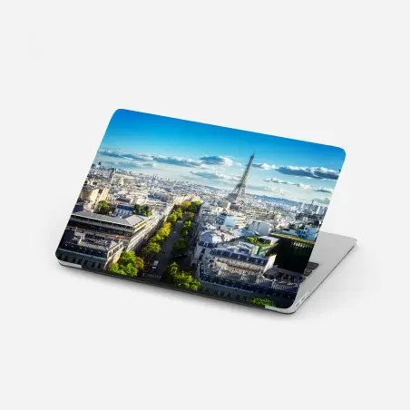 Sticker pour ordinateur portable vue aérienne de Paris avec la Tour Eiffel – Wallnifity®