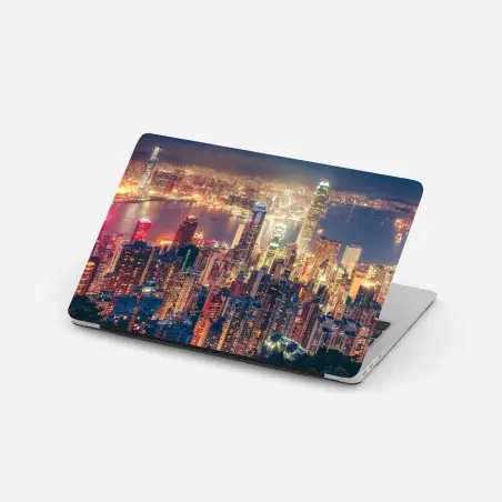 Sticker pour ordinateur portable vue panoramique nocturne de Hong Kong depuis Victoria Peak – Wallnifity®
