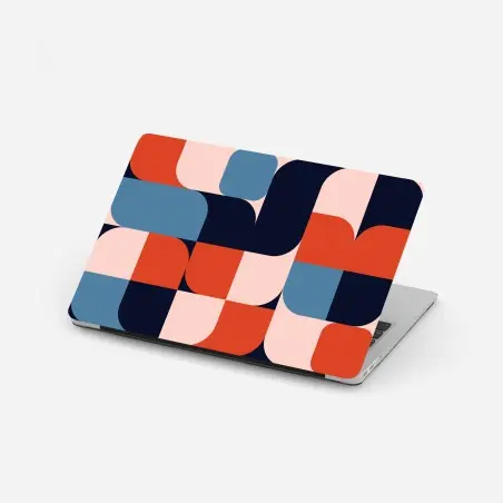 Sticker pour ordinateur portable motif géométrique rétro aux formes arrondies et palette vive – Wallnifity®