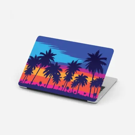 Sticker pour ordinateur portable scène tropicale rétro aux palmiers – Wallnifity®