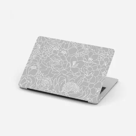 Sticker pour ordinateur portable motif floral monochrome élégant – Wallnifity®