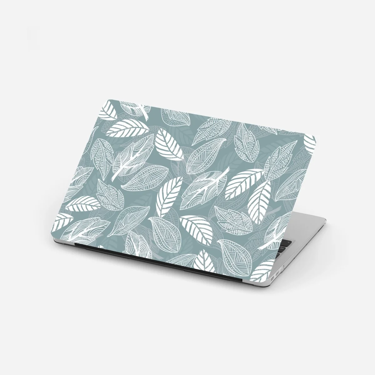 Sticker pour ordinateur portable motif feuilles blanches sur fond bleu-gris – Wallnifity® Sticker pour ordinateur portable motif feuilles blanches sur fond bleu-gris – Wallnifity®