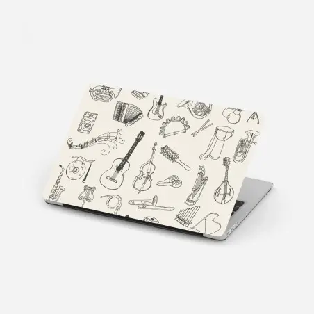 Sticker pour ordinateur portable collection d'instruments de musique dessinés à la main – Wallnifity®