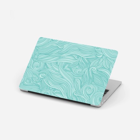 Sticker pour ordinateur portable motif aquatique ondulant turquoise – Wallnifity®