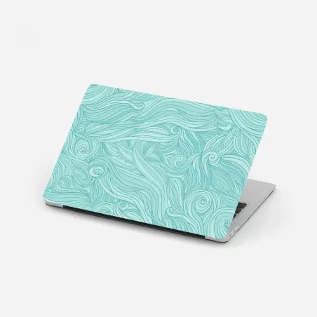 Sticker pour ordinateur portable motif aquatique ondulant turquoise – Wallnifity®