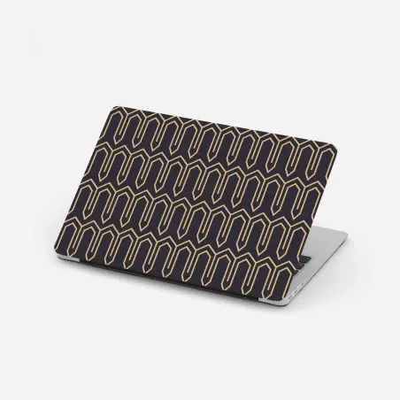 Sticker pour ordinateur portable motif art déco doré sur fond bleu marine – Wallnifity®