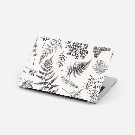 Sticker pour ordinateur portable motif botanique délicat en noir et blanc – Wallnifity®