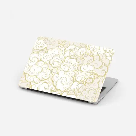 Sticker pour ordinateur portable nuages stylisés dorés sur fond blanc – Wallnifity®