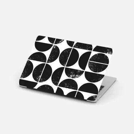 Sticker pour ordinateur portable motif géométrique de cercles noirs et blancs texturés – Wallnifity®