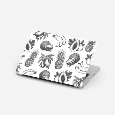 Sticker pour ordinateur portable motif fruits tropicaux croquis en noir et blanc – Wallnifity®